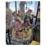 Porcelain Figural Lamp Base With Floral Detail