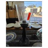 Black Metal Table Lamp With Glass Shade