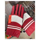 VTG Red and White Leather Gloves with Black Detail