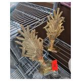 Gold-Toned Wheat Motif Bookends