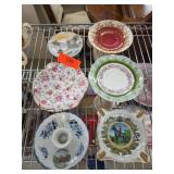 Six Assorted Bone China Saucers