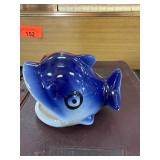 Blue and White Fish-Shaped Ceramic Figurine