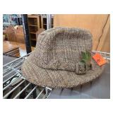 Herringbone Tweed Hat with Bow Detail