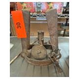 Rusty Metal Animal Trap with Chain