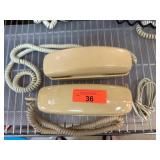 Beige Telephones With Coiled Cords
