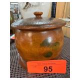 Wooden Jar with Lid Containing Assorted Buttons