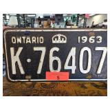 1963 Ontario License Plate with Crown