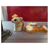 Ceramic Deer Creamer and Bear Plaque