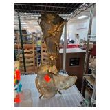 Decorative Metal Vase with Floral and Bird Design