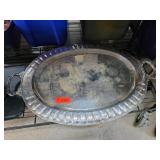 Oval Serving Tray with Floral Design