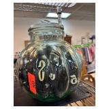 Glass Jar with Letter and Number Stamps