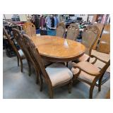 Dining Table With Eight Chairs and Two Leaves