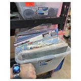 Plastic Bin of Scrapbooking Supplies