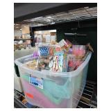Craft Supplies and Books in Plastic Bins