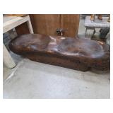 Hand-Carved Wooden Bench With Natural Finish