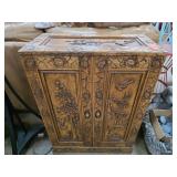 Eucalyptus Wood Carved Storage Cabinet