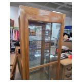 Oak and Glass Display Cabinet with Adjustable Shel