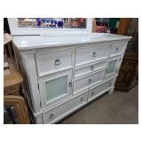 White Dresser with Mirror and Glass Insets