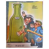 Soviet Propaganda Poster with Bottle Illustration