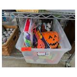 Plastic Bin With Halloween-Themed Decor