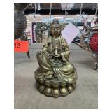Seated Brass Figurine of a Deity on Detailed Base