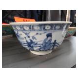 Blue and White Porcelain Bowl with Scenic Design