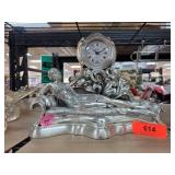 Recuerdo Italy Woman Figurine Clock with Ornate De