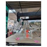 Clear Glass Dove Figurine Pair on Textured Base