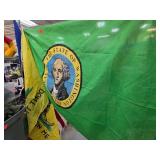 Washington State Flag with Vibrant Green Backgroun
