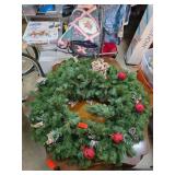 Decorative Holiday Wreath With Red Ornaments