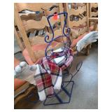 Blue Metal Snowman Figure With Gloves and Scarf