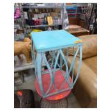 Two Metal Accent Tables in Blue and Red
