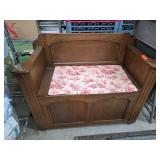 Wooden Storage Bench With Upholstered Seat