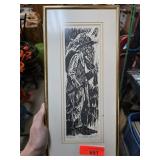 Framed Woodcut Print, ï¿½The Travelerï¿½