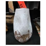 White and Brown Art Glass Vase