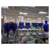 Cobalt Blue Glassware With Decanter