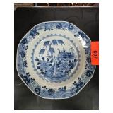 Blue and White Porcelain Octagonal Plate