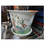 Hand-Painted Ceramic Planter with Saucer