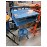 Blue Wooden Pedestal Side Table