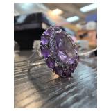 Sterling Silver Ring with Amethyst Stones