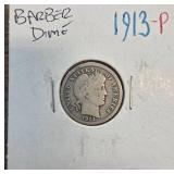 1913-P Barber Dime in Holder