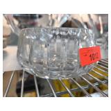 Clear Cut Glass Bowl with Vertical Cuts