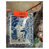 Blue and White Ceramic Winter-Themed Plate