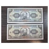 Ecuadorian 100 Sucres Banknotes