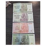 Zimbabwe Banknotes in Various Denominations