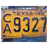 Texas 1945 License Plate CA 9327
