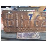 1920 Massachusetts License Plate