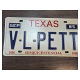 Texas Sesquicentennial License Plate 1985