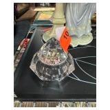 Faceted Clear Glass Covered Dish