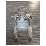 Sterling Silver Buffalo Feather Earrings